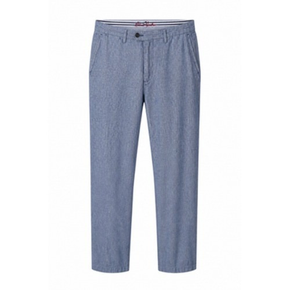Robert Graham Ripling Pants Mens 36x30 Blue Chambray Linen Chino Slim Fit
